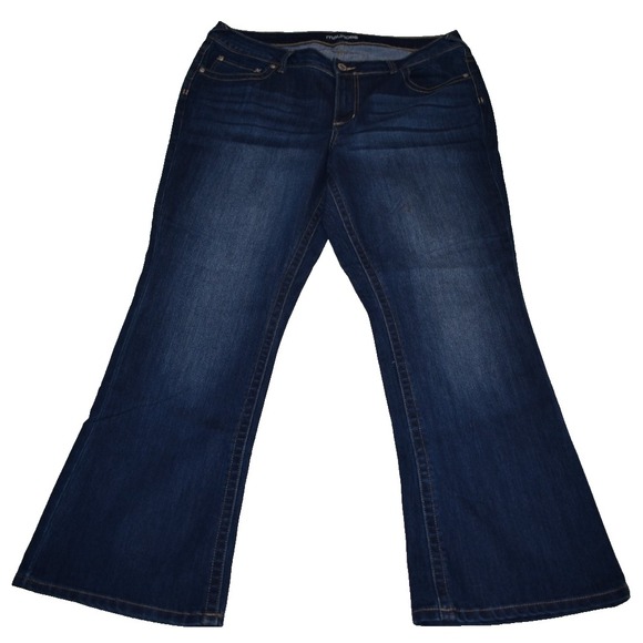 Maurices Denim - Maurices Jeans Womens 18W Short Blue Bootcut Stretch Embroidered Pockets Denim